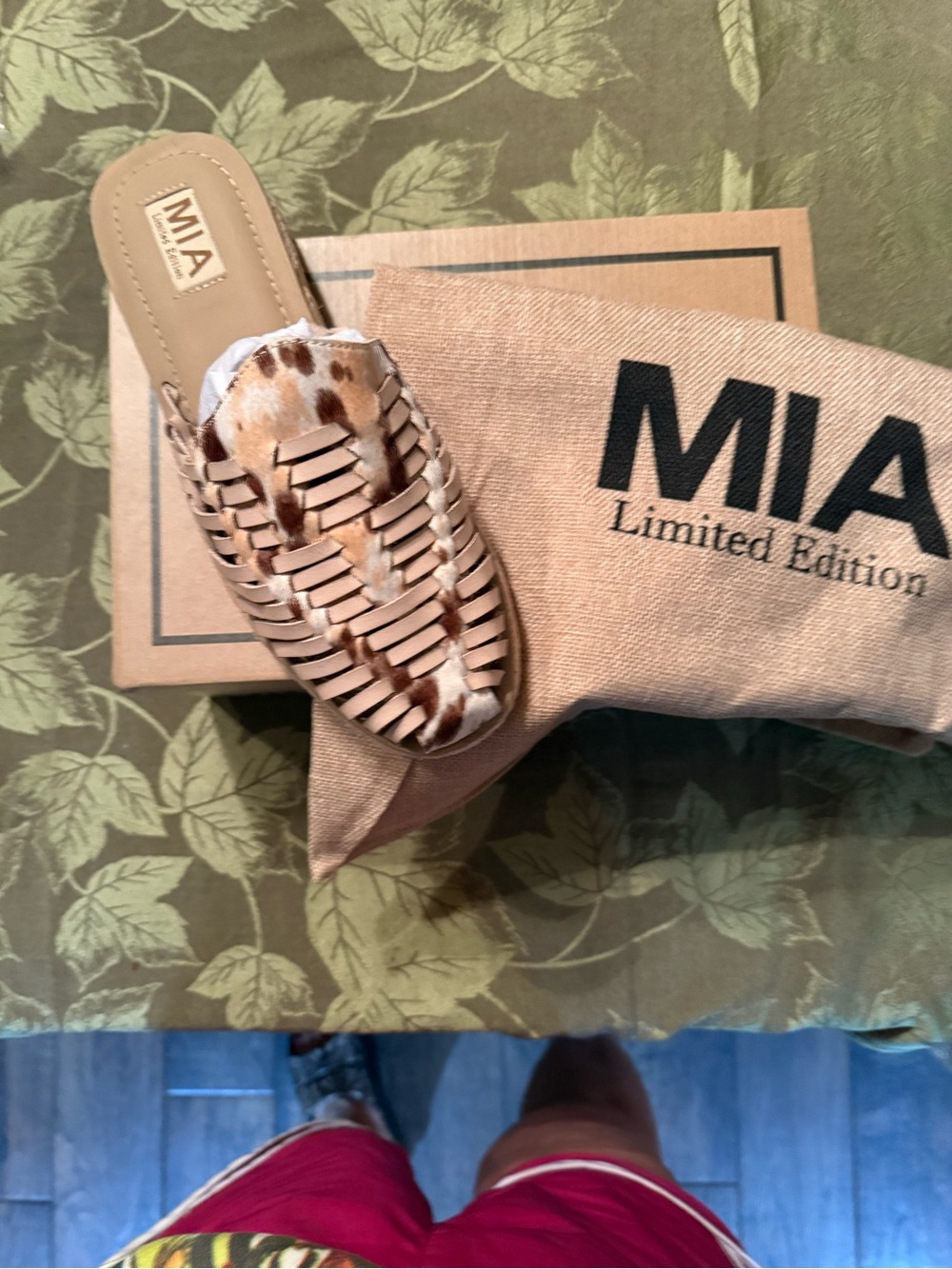 MIA Beige Leather Hair on Hide Espadrille Mule - Picture 4 of 7